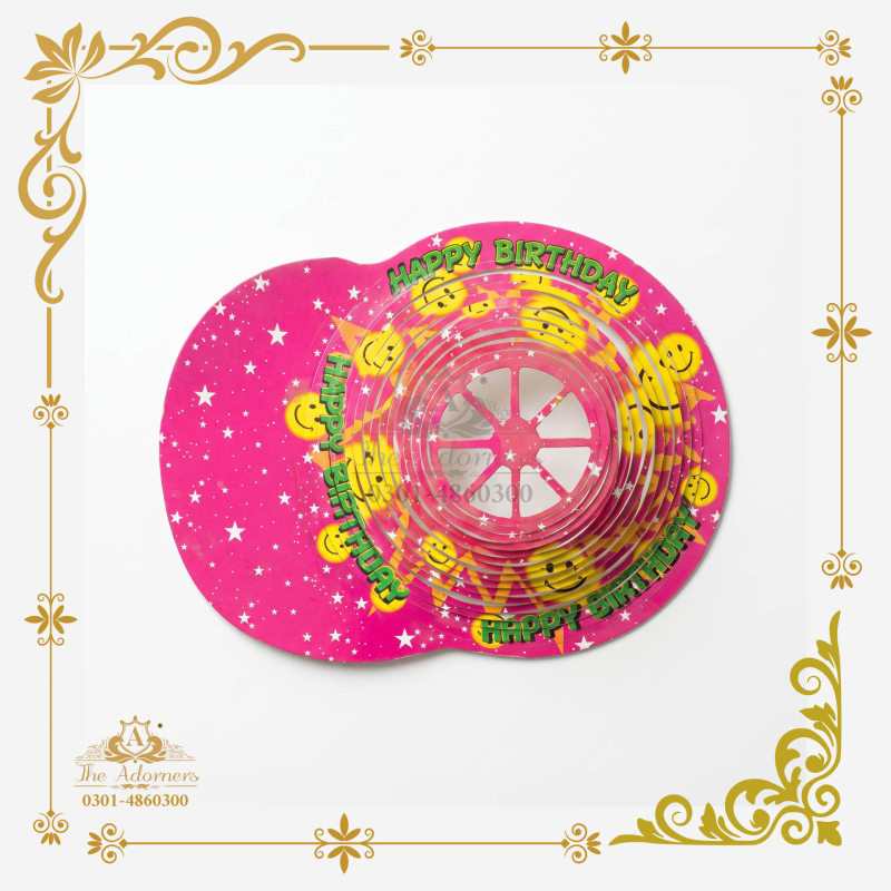 Happy Birthday Paper Party Hat pink & yellow - The Adorners, Lahore