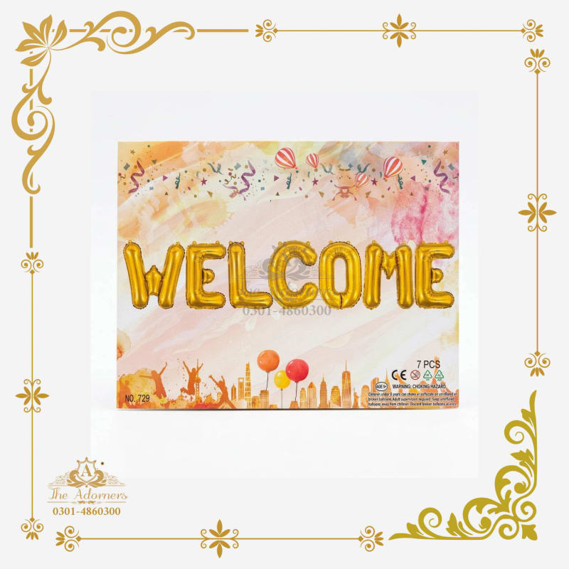Welcome Letter Banner gold - The Adorners, Lahore