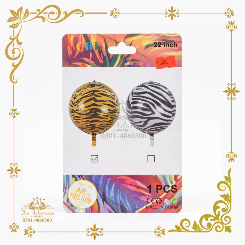 4D Orb Balloon, Animal Print tiger & zebra print - The Adorners, Lahore