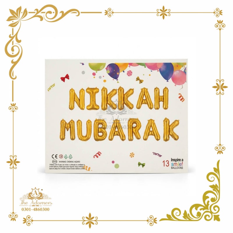 Nikkah Mubarak Letter Banner gold - The Adorners, Lahore