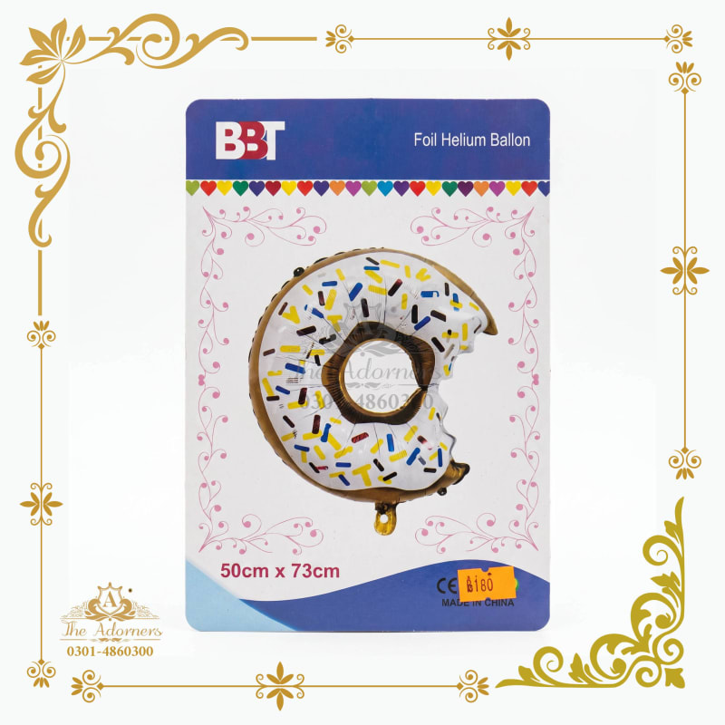 Donut Shape Helium Balloon white with sprinkles - The Adorners, Lahore