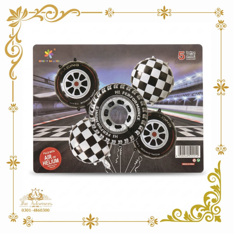 Racing Tyre & Checkered Flag Set black & white - The Adorners, Lahore