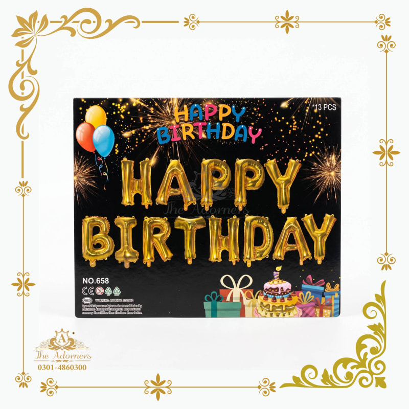 Happy Birthday Letter Banner gold - The Adorners, Lahore