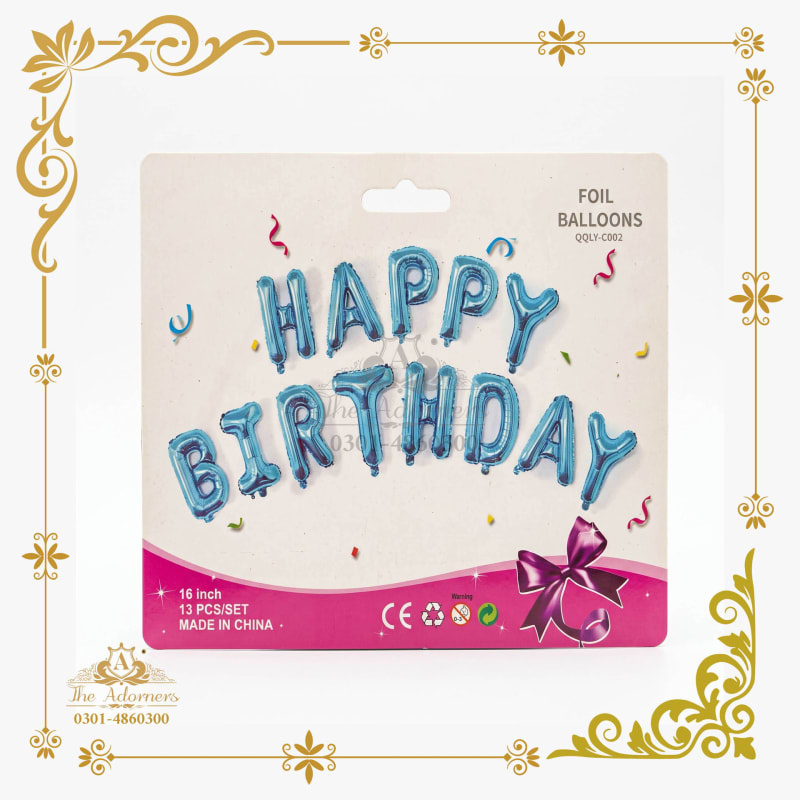 Happy Birthday Letter Banner blue - The Adorners, Lahore