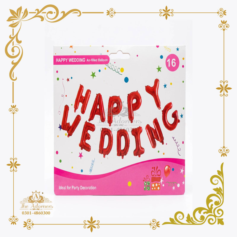 Happy Wedding Letter Banner red - The Adorners, Lahore