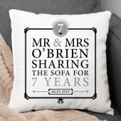 Personalised 7th Anniversary Sharing The Sofa Cushion