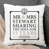 Personalised 15th Anniversary Sharing The Sofa Cushion