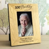 100th Birthday Wooden Personalised Photo Frame