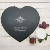 Romantic Compass Heart Slate Personalised Cheese Board