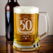 Personalised 50th Anniversary Glass Tankard