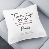 Personalised Classy 21st Birthday Cushion