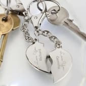 Personalised Engraved Joined Heart Keyring Set Product Image