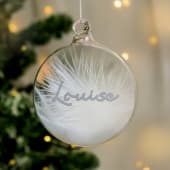 Personalised Glass Christmas Feather Bauble
