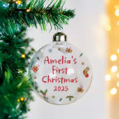 Personalised First Christmas Glass Bauble