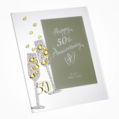 50th Anniversary Crystal Flute Mirror 4 x 6 Photo Frame Product Image