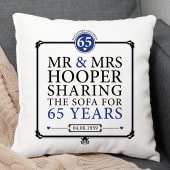 Personalised 65th (Blue Sapphire) Anniversary Sharing the Sofa Cushion Product Image
