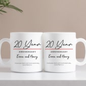 Pair of Personalised Classy 20th Anniversary Mugs Product Image