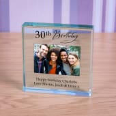 Personalised Happy 30th Birthday Photo Upload Glass Token Product Image