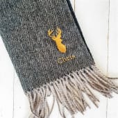 Personalised Brown Herringbone Stag Scarf Product Image