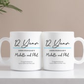 Pair of Personalised Classy 12th Anniversary Mugs Product Image