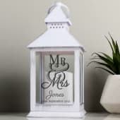 Personalised Mr & Mrs White Lantern Product Image