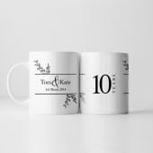 Personalised Botanical 10th Wedding Anniversary Mug