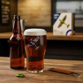 RAF Spitfire Etched Pint Glass & Bottle Opener Set
