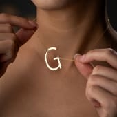 Large Sideway Initial Necklace in Sterling Silver Product Image