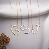 Large Sideway Initial Necklace in Sterling Silver