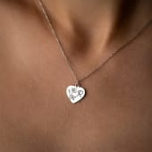 Personalised Birth Flower Heart Necklace with Initial