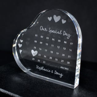 Personalised Engraved Special Date Calendar Crystal Heart Product Image