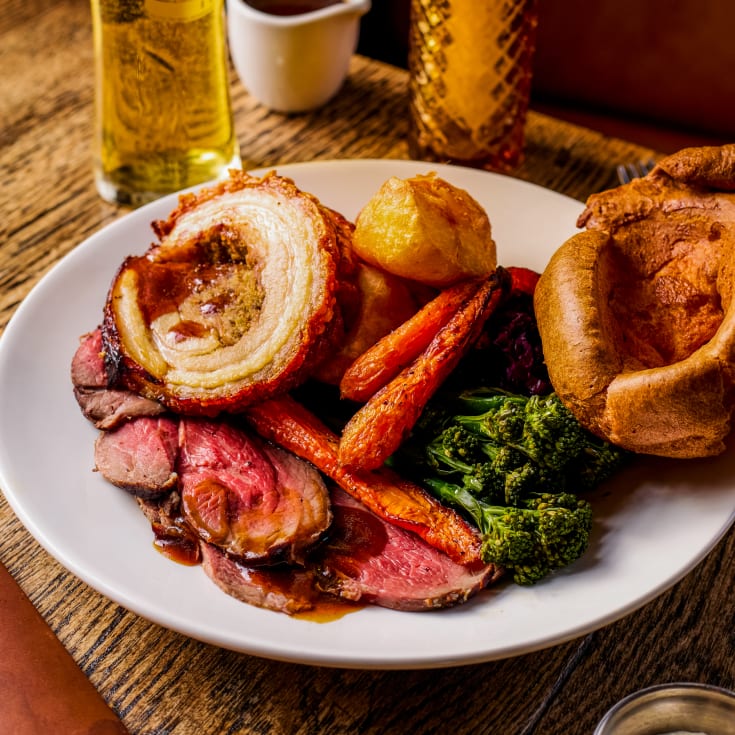 Traditional Sunday Roast with a Glass of Wine for Two product image