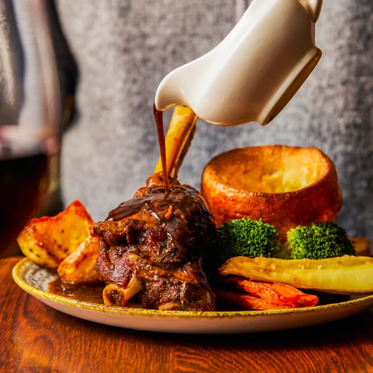 Traditional Sunday Roast with a Glass of Wine for Two product image