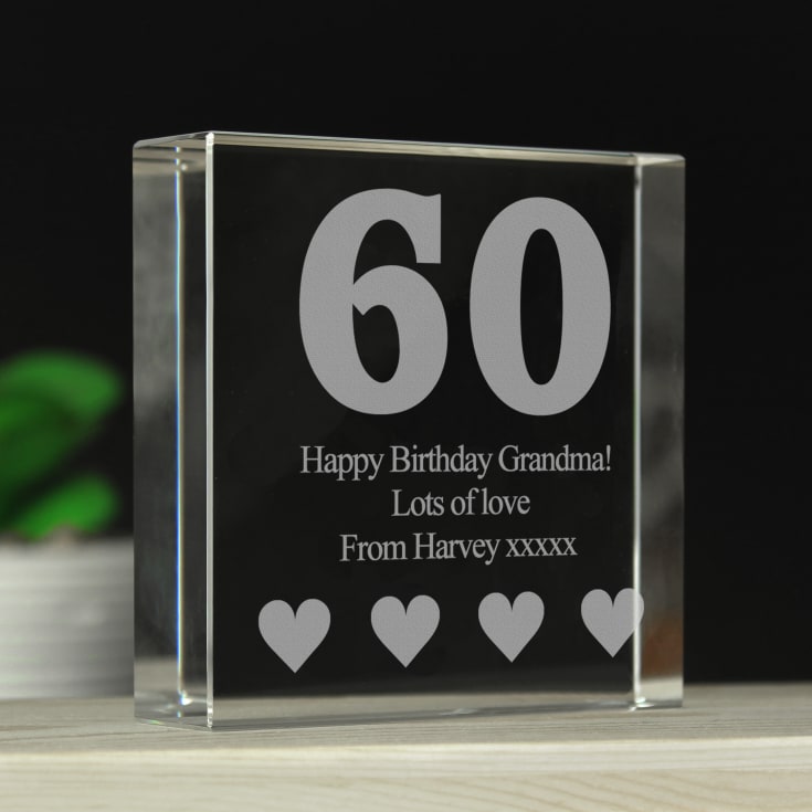 The Gift Experience 60Th Birthday Keepsake | Birthday Gifts | Personalised Glass | Size: 8Cm X 8Cm X 2Cm