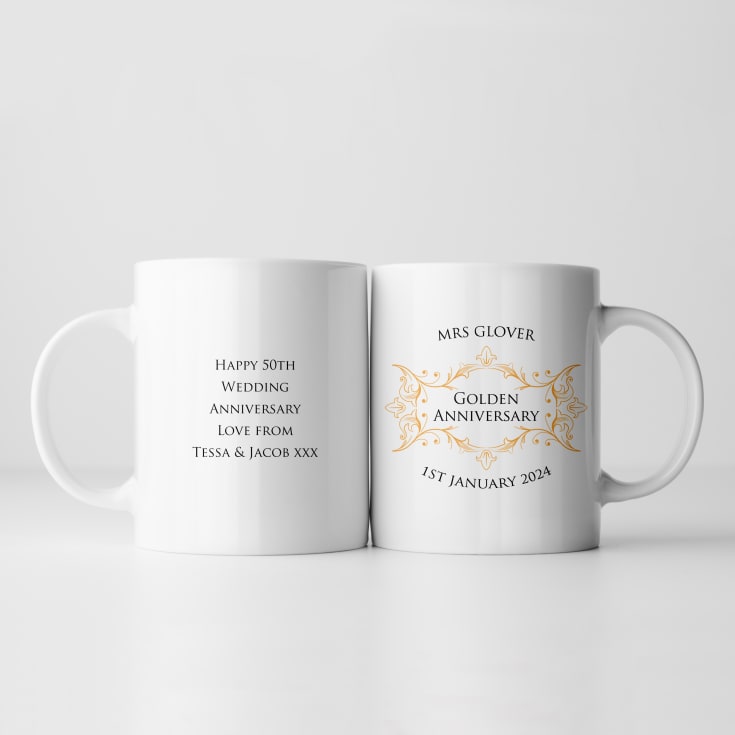 Pair of Personalised Golden Anniversary Mugs product image