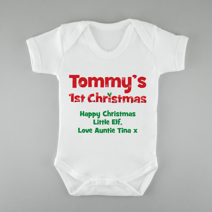 Personalised First Christmas Baby Grow product image