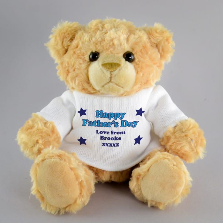 The Gift Experience White/Light/Blue Personalised Father's Day Teddy Bear | Gifts For Dad
