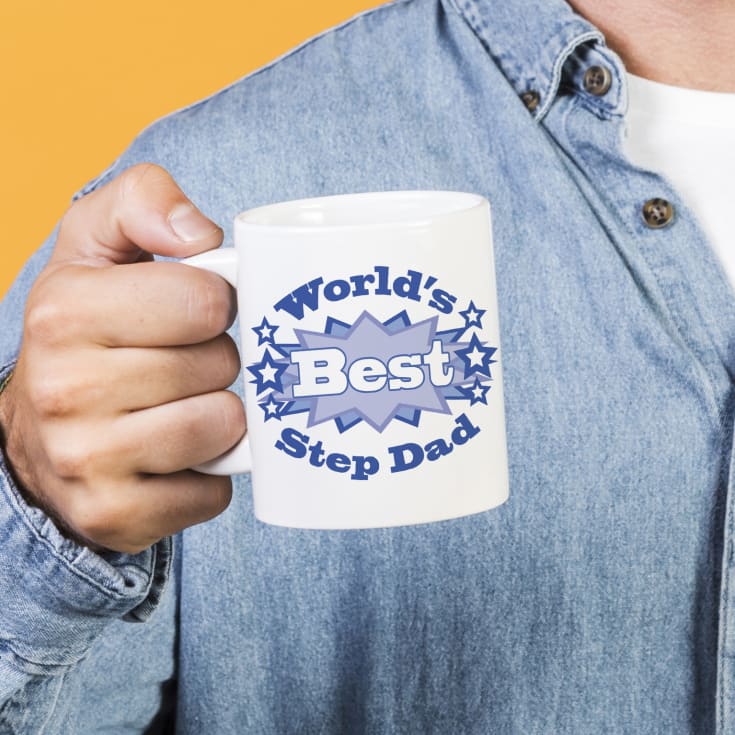 The Gift Experience Blue/White Worlds Best Step Dad Personalised Mug | Birthday Gifts | Size: 10 Oz