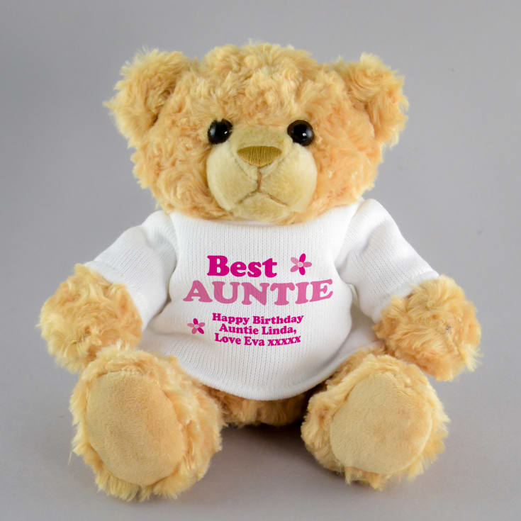 The Gift Experience Golden/Yellow Personalised Best Auntie Teddy Bear Soft Toys | Gifts For Aunts | Honey Bear