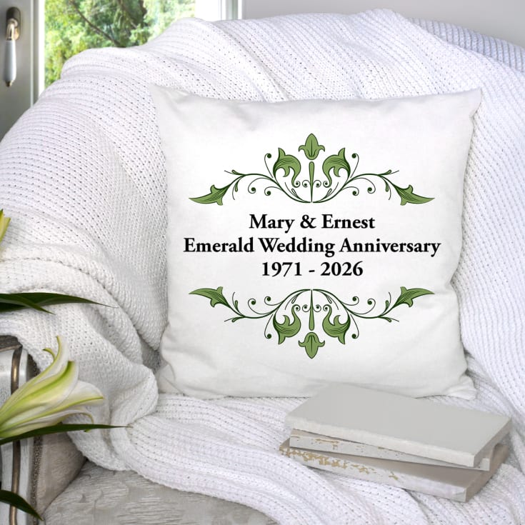 The Gift Experience Personalised Emerald Anniversary Cushion | 55Th Wedding Anniversary Gifts
