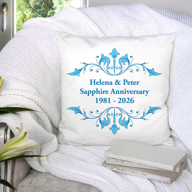 The Gift Experience Personalised Sapphire Anniversary Cushion | 45Th Wedding Anniversary Gifts | Size: 46Cms