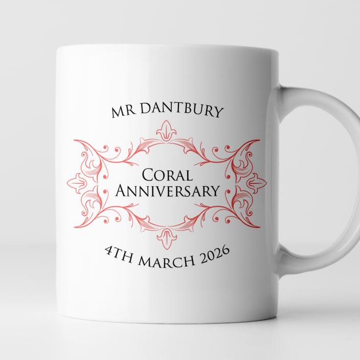 Pair of Personalised Coral Anniversary Mugs product image