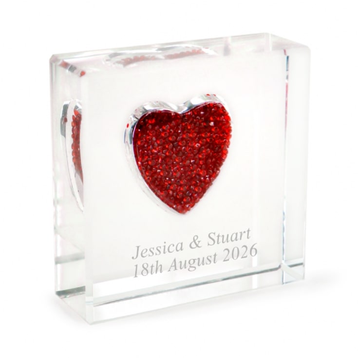 Personalised Glass Keepsake With Red Crystal Heart product image