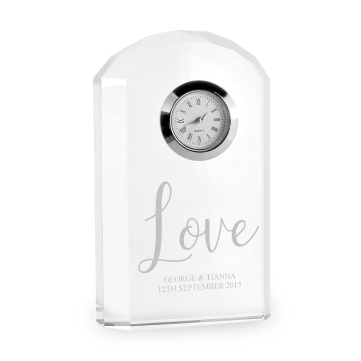 Personalised Love Crystal Mantel Clock product image