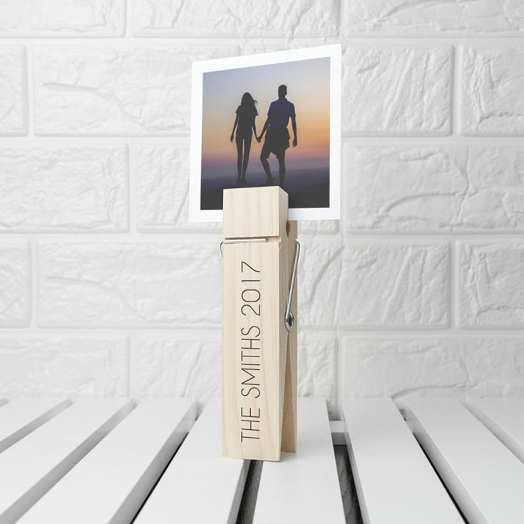 The Gift Experience Personalised Wooden Peg Photo Holder