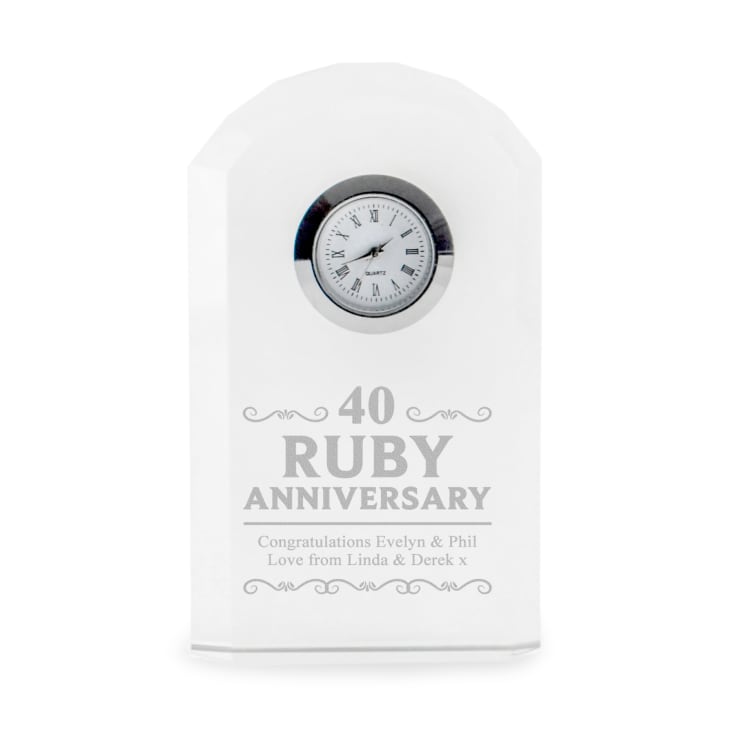 Engraved Ruby Wedding Anniversary Mantel Clock product image