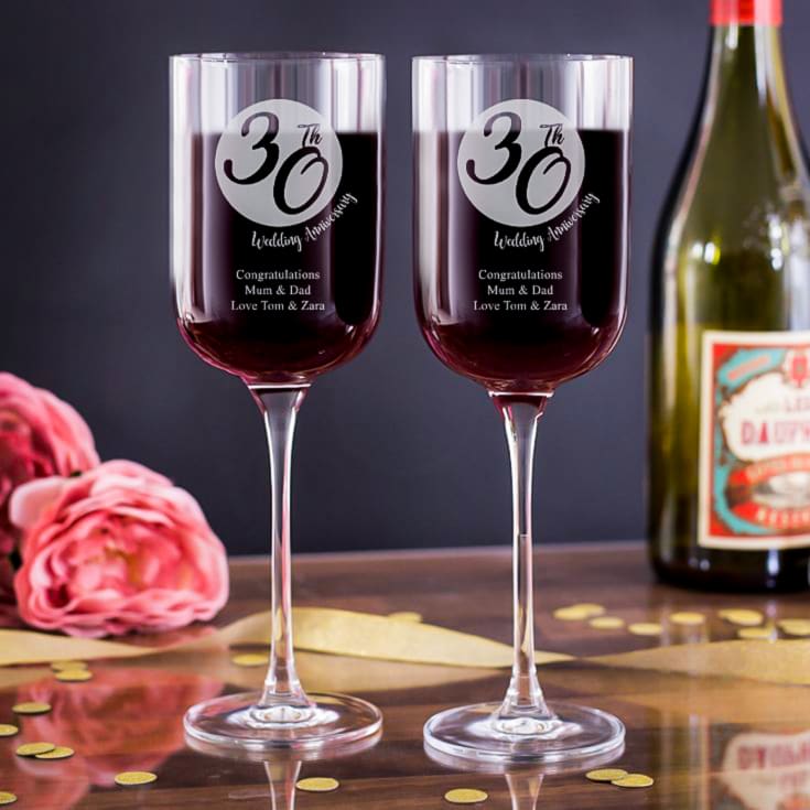 The Gift Experience Personalised 30Th Anniversary Fusion Wine Glasses - Pearl Wedding Anniversary Gifts