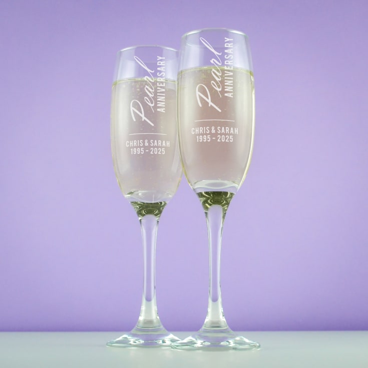 Personalised Pearl Anniversary Champagne Flutes product image