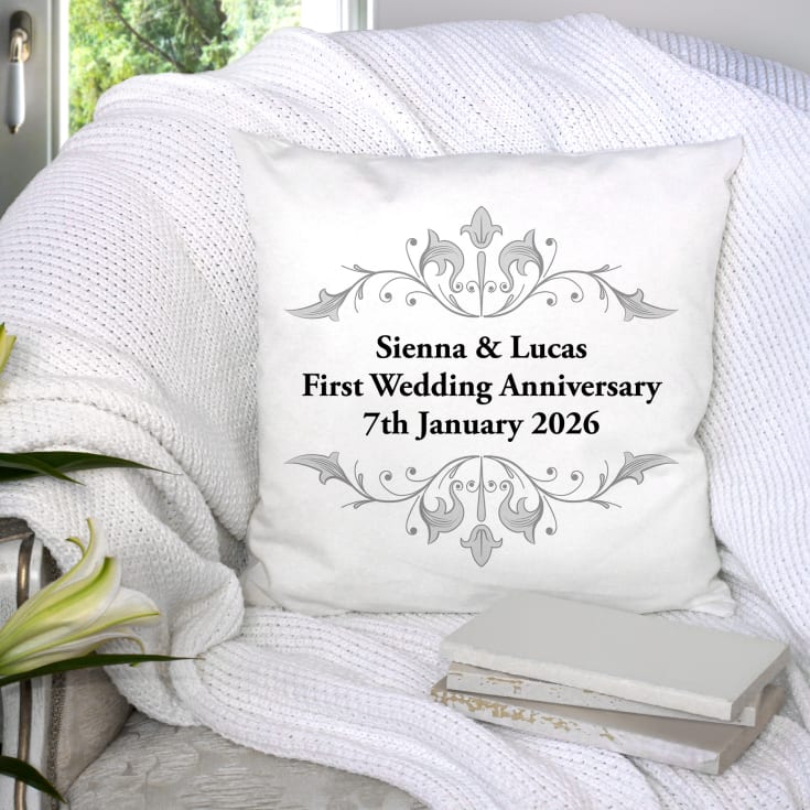 The Gift Experience Grey Personalised First Anniversary Cushion | 1St Wedding Anniversary Gifts