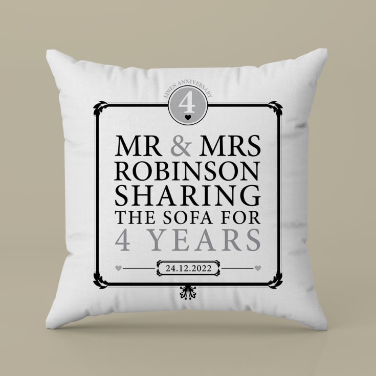Personalised 4th Anniversary Sharing The Sofa Cushion product image